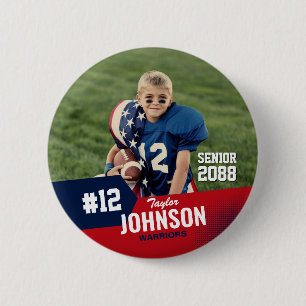 Aangepaste sportartikelen voor seniorenavond voetb ronde button 5,7 cm