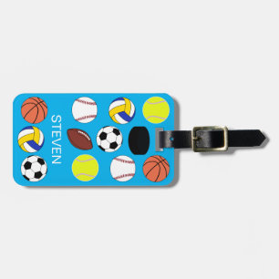 Aangepaste sportballen Blauw Bagagelabel