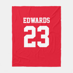 Aangepaste sporten genummerd met naam fleece deken