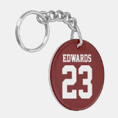 Aangepaste sporten genummerd met naam sleutelhanger (Voorkant Links)