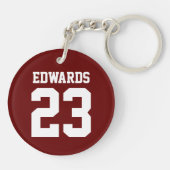 Aangepaste sporten genummerd met naam sleutelhanger (Achterkant)