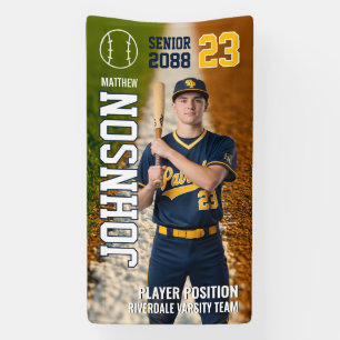 Aangepaste sportfoto van senior honkbalteamspeler spandoek