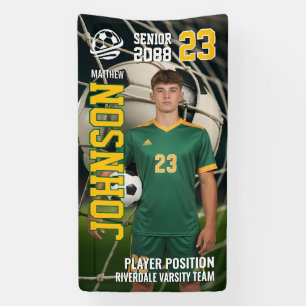 Aangepaste sportfoto voor senior voetbalspeler spandoek