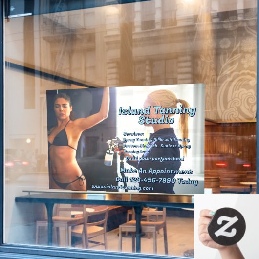 Aangepaste Spray Tanning Booth Business 3 Raamsticker (Cafe Raam)