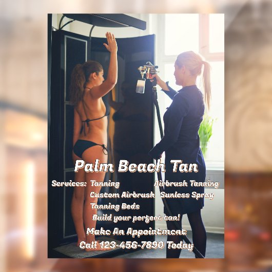 Aangepaste Spray Tanning Booth Business 4 Raamsticker (Vel 2)