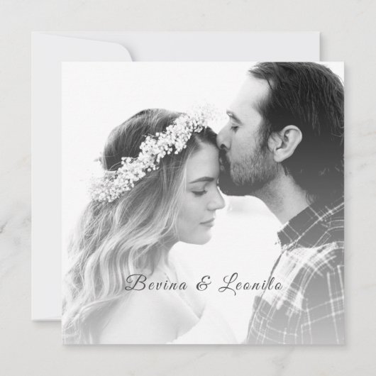 Aangepaste SQ-foto Eenvoudig Elegant GV-script Huw Kaart (Achterkant)