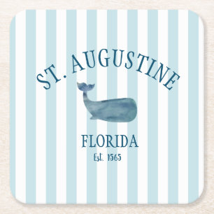 Aangepaste St Augustine Florida Est Beach Whale Vierkante Kartonnen Onderzetter