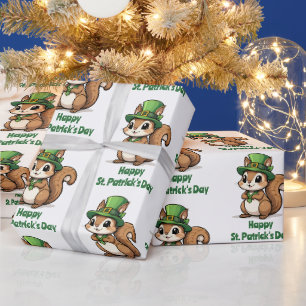 Aangepaste St. Patrick's Day Eekhoorn met groen Pe Cadeaupapier