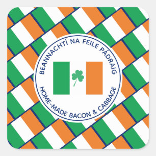 Aangepaste St. Patricks Day Home-made Bacon Cabbag Vierkante Sticker