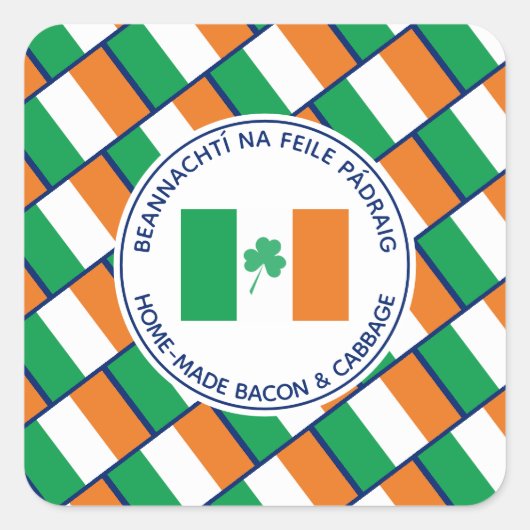 Aangepaste St. Patricks Day Home-made Bacon Cabbag Vierkante Sticker (Voorkant)