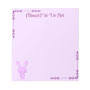 Aangepaste Staande Konijn Kawaii Pastel Paars Notitieblok