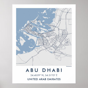 Aangepaste Stadkaart Abu Dhabi VAE Muurkunst Poste Poster