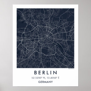 Aangepaste Stadkaart Berlijn Duitsland Muurkunst P Poster