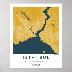 Aangepaste Stadkaart Istanbul Turkije Muur Kunst P Poster