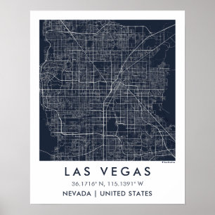 Aangepaste Stadkaart Las Vegas Nevada Muurkunst Po Poster