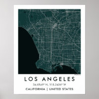 Aangepaste Stadkaart Los Angeles USA Muurkunst Pos