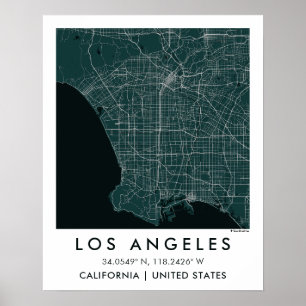 Aangepaste Stadkaart Los Angeles USA Muurkunst Pos Poster