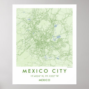 Aangepaste Stadkaart Mexico Muur Kunst Poster