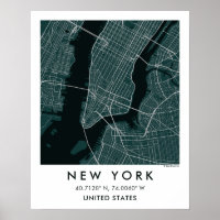 Aangepaste Stadkaart New York USA Muurkunst Poster