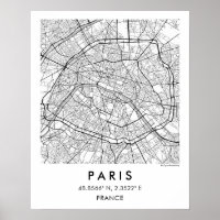 Aangepaste Stadkaart Parijs Frankrijk Poster