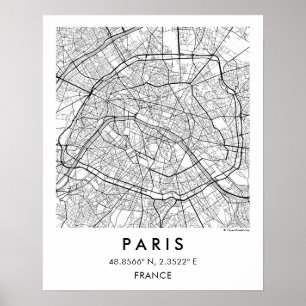 Aangepaste Stadkaart Parijs Frankrijk Poster