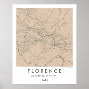 Aangepaste stadsplattegrond Florence Italië Muurku Poster