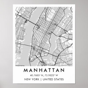Aangepaste stadsplattegrond Manhattan New York Pos Poster