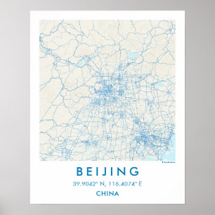 Aangepaste stadsplattegrond Peking China Muur Kuns Poster
