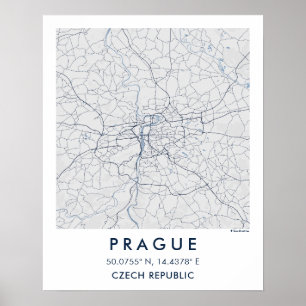 Aangepaste stadsplattegrond Praag Wandkunst Poster