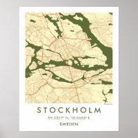 Aangepaste stadsplattegrond Stockholm Zweden Muurk