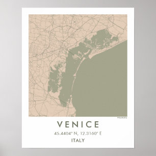 Aangepaste stadsplattegrond Venetië Italië wandkun Poster