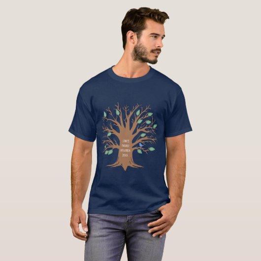 Aangepaste stamboom met bladeren en vogels t-shirt (Voorkant volledig)