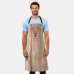 Aangepaste standaardinstelling monogram naam houtB Schort