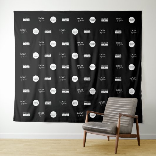 Aangepaste stap en herhaal 3 Sponsor White-logo's Wandkleed (In Situ (horizontaal))