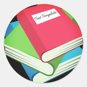 Aangepaste stapel boeken Emoji Ronde Sticker
