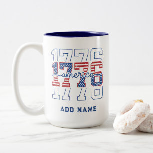 Aangepaste Stars and Stripes 1776 Amerikaanse Verj Tweekleurige Koffiemok