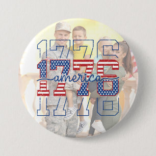 Aangepaste Stars & Stripes 1776 Amerika verjaardag Ronde Button 7,6 Cm