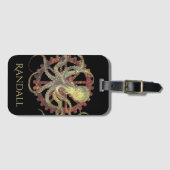 Aangepaste Steampunk Octopus & Rusty Clockwork Bagagelabel (Voorkant (horizontaal))