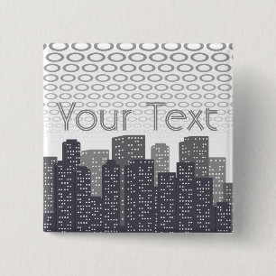 Aangepaste stedelijke stadslandschaps tinten grijs vierkante button 5,1 cm