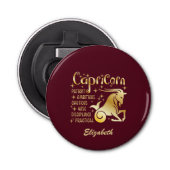 Aangepaste Steenbok Zodiac teken Gouden Maroon Lux Button Flesopener (Voorkant)