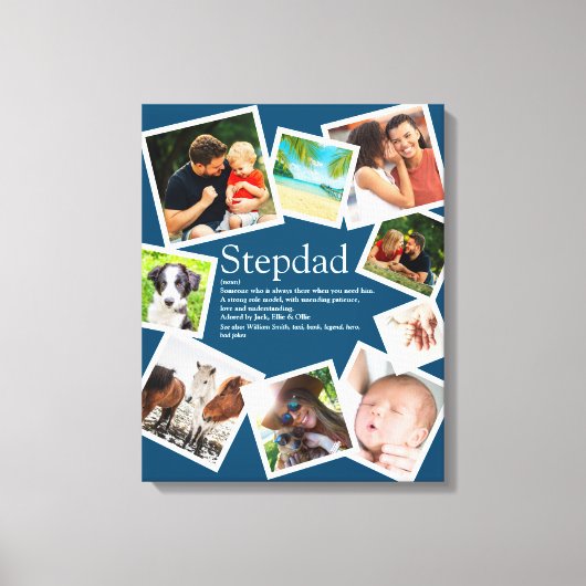 Aangepaste Stepdad Definition 9 Foto Blue Canvas Afdruk (Voorkant)