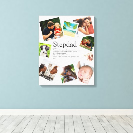Aangepaste Stepdad Definition Name 9 Foto Canvas Afdruk (Insitu (Houten vloer))