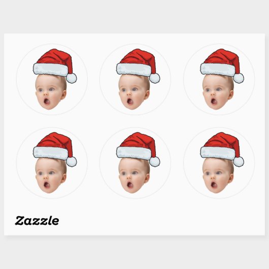 Aangepaste Sticker Baby Gezicht Foto Santa Hat Ker (Vel)