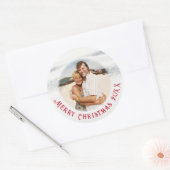 Aangepaste Sticker kerstfoto met Curved Text (Envelop)
