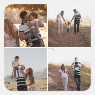 Aangepaste sticker met 4 foto's collage