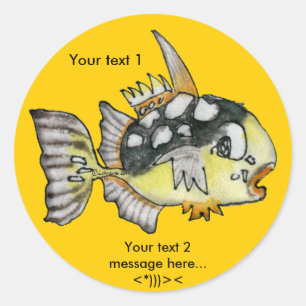 Aangepaste sticker voor cartoon Clown Trigger Fish