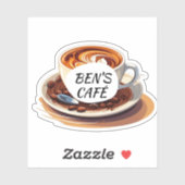 Aangepaste Stickers koffiekopje en bonen Logo (Vel)