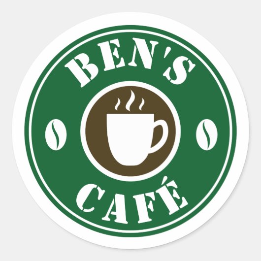 Aangepaste stickers met koffiekopje en bonen logo (Voorkant)