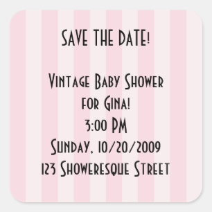 Aangepaste Stickers - Retro Save the Date! Roze st