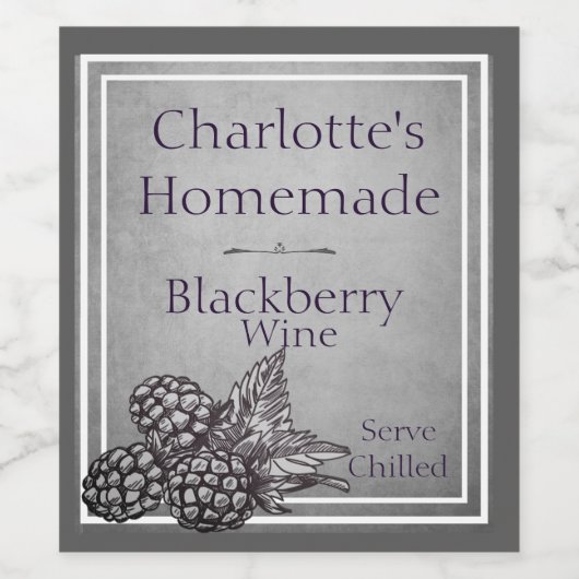 Aangepaste stijl Blackberry Wijn Etiket (Enkel label)